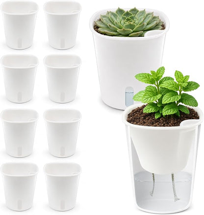 3" Self Watering Pots - 10 Sets Planter Pots for Indoor Plants With Water Level Indicator and Multiple Vents - for House Plants, Flowers, Herbs