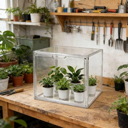 Mini Greenhouse for Indoor, Clear Stackable Green House with Magnetic Waterproof Door for Small Plants