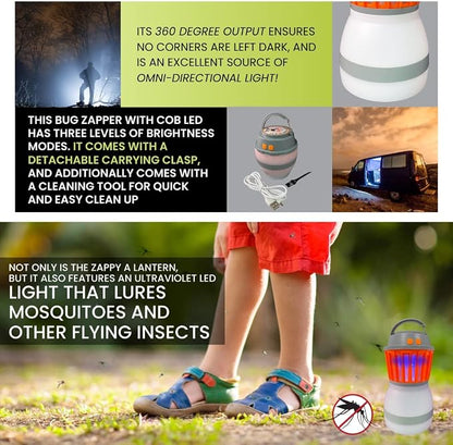 (GG-ZAPPY) Zappy Rechargeable Lantern with Built in Bug Zapper, USB Rechargeable Lantern, 330 Lumens, Orange