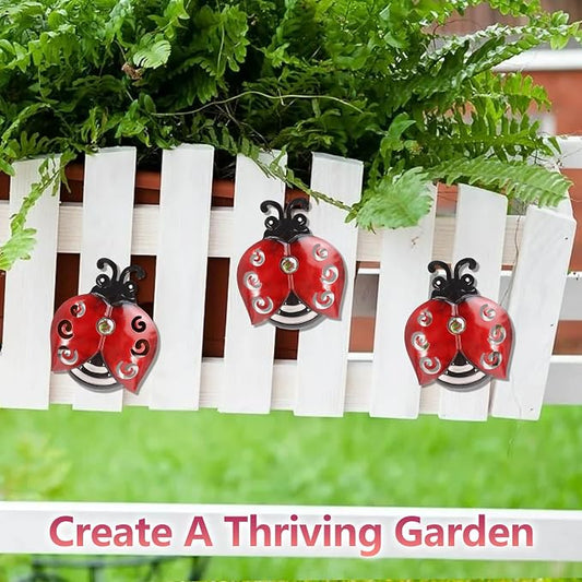Metal Ladybugs Wall Art Decor, Large Ladybugs Wall Sculpture, Garden Decor | BVLFOOK; Hanging for Outdoor; Garden décor; Yard décor; Lawn Patio; 9.5 * 7 Inch, 3 Pack; Gift for Family