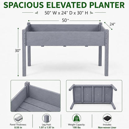 30" H Raised Garden Bed with Legs, Fir Wood Elevated Garden Bed Planter Box | Plant Stand Indoor/Outdoor for Tomato, Strawberry Herb Garden Planter