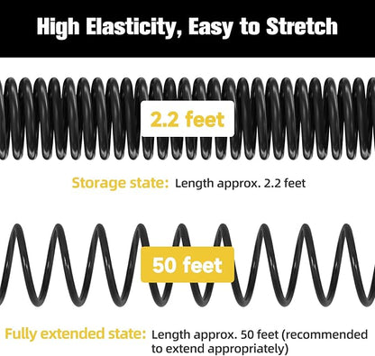 Coil Hose,3/8" EVA Coil Garden Hose 50 FT,Curly Water Hose Lightweight with Brass Connectors,Recoil Garden Hose Includes 8-Pattern Spray Nozzle for Boat, Yard, Patio, Green