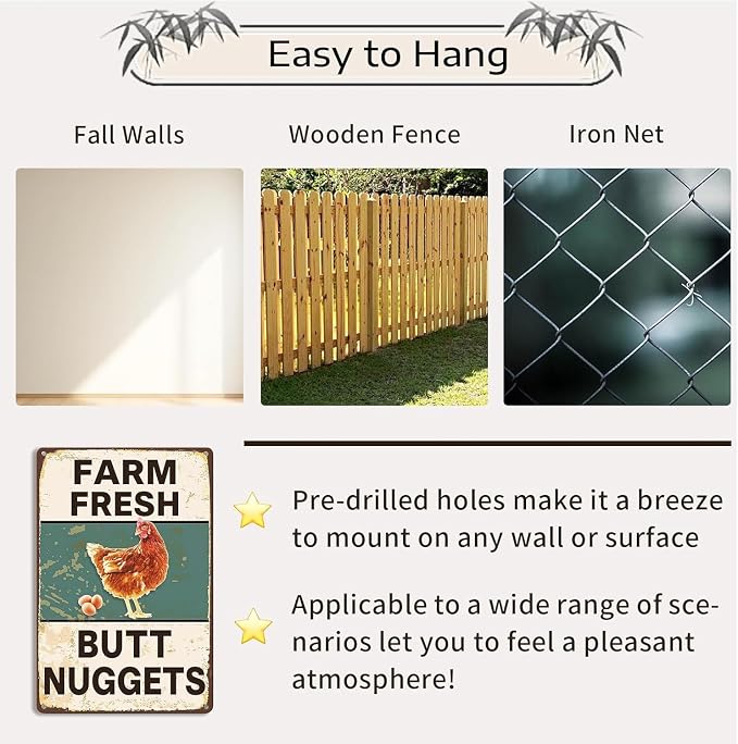 Metal Chicken Coop Sign, Funny Chicken Gifts, Tin Sign for Home Farm Chicken Coop Farmhouse Kitchen Garden Decor 8 X 12 Inch