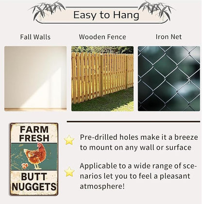 Metal Chicken Coop Sign, Funny Chicken Gifts, Tin Sign for Home Farm Chicken Coop Farmhouse Kitchen Garden Decor 8 X 12 Inch