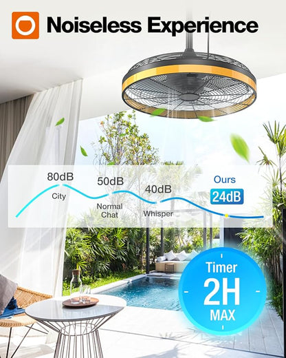 addlon Outdoor Ceiling Fan with Light for Patios, 20 inch Black Waterproof Gazebo Fan Remote&APP Control,6 Speeds 3CCT Dimmable,DC Motor, Plug in Ceiling Fan with Hook Hanging for Pergola Porch Canopy