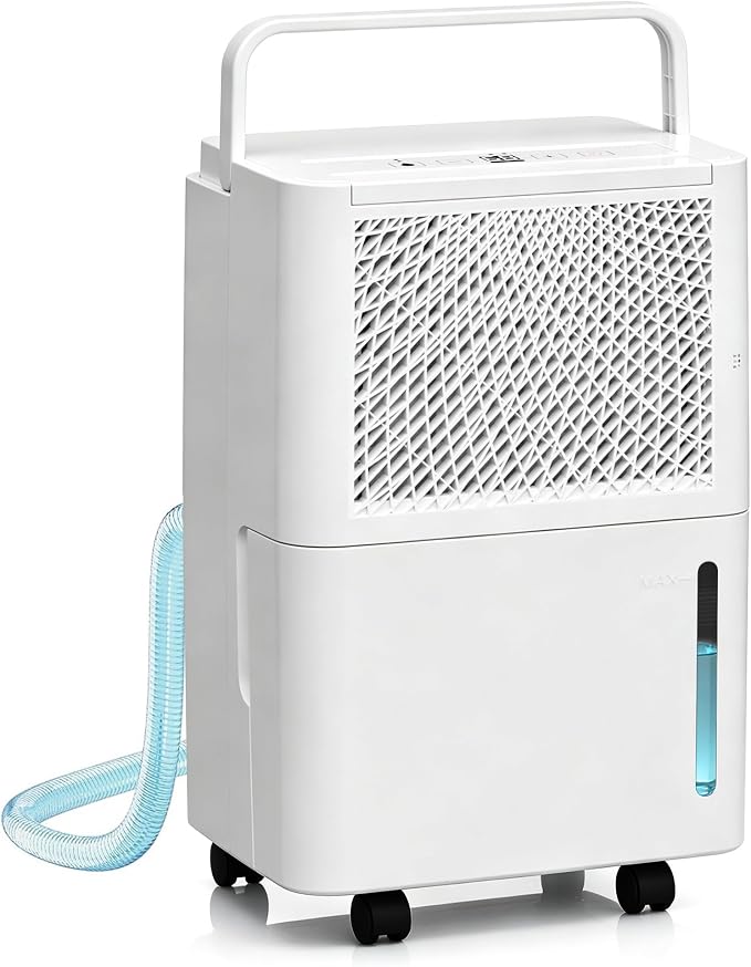 HUMSURE 2500 Sq. Ft MAX 30 Pints Dehumidifier Equipped With Drainage Hose, Automatic Defrosting, 24-Hour Timer, Ideal for Basement, Home, Bathroom, Bedroom