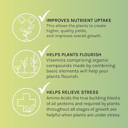 Microbe Life Hydroponics Premium Vitamins & Amino Acids Essential for Maximum Plant Growth and Root Uptake, Use with Any Feeding Systems Including Hydroponics or Soil, 2.5 Gallons