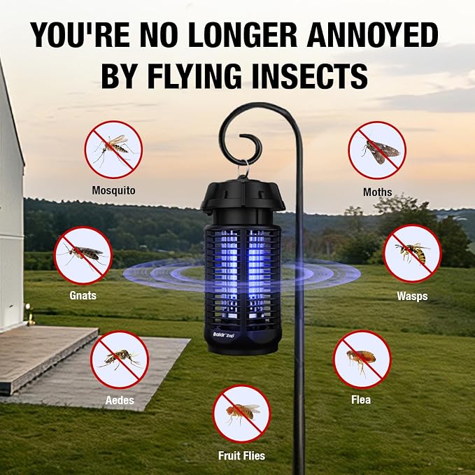 BALDR Bug Zapper Outdoor Indoor, 20W Power & 4200V Instant Grid Mosquito Repellent, Coverage of 1/2 Acre Fly Trap for Patio, Backyard, Home