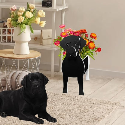 Black Labrador Dog Planter Pots, 9.45x 6.38 x 13.39 Inches | Dog Flower Pot, Cute Animal Shaped Plant Pot, Gifts for Women & Pet Lovers, Indoor Outdoor Garden Home Office Decor