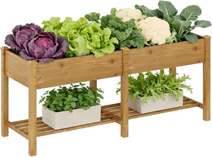 72x24x30.7in Wooden Raised Garden Bed with Legs Elevated Planter Box Gardening Outdoor Planter Box Patio Kit Planting Bed for Vegetables Flowers Herbs Outdoor for Patio Balcony Backyard (Brown, Large)