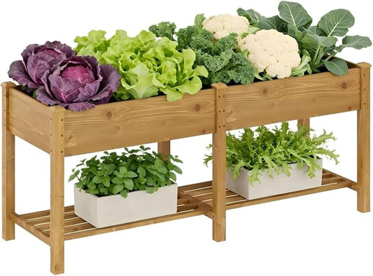 72x24x30.7in Wooden Raised Garden Bed with Legs Elevated Planter Box Gardening Outdoor Planter Box Patio Kit Planting Bed for Vegetables Flowers Herbs Outdoor for Patio Balcony Backyard (Brown, Large)