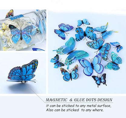 OPSEAM Butterfly Wall Decor 72 PCS, 3D Butterflies Stickers for Party Decorations with Magnets(Blue, 72)