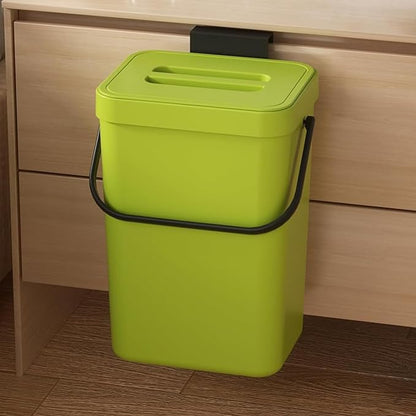 3.2 Gallons Hanging Trash Can with Lid - Kitchen Garbage Can, Under Sink Trash Can, Garbage Can for Bathroom, Waste Bucket Outdoor Indoor, 12L(Lime Green)