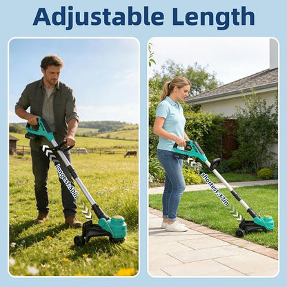 Garvee String Trimmer Cordless - Weed Wacker Battery Powered Electric Weed Trimmer with 2x2.0Ah Batteries, 12" Grass Cutter Auto Line Feed, Lawn Trimmer with 8 Pcs Spools, Lightweight Edger Lawn Tool