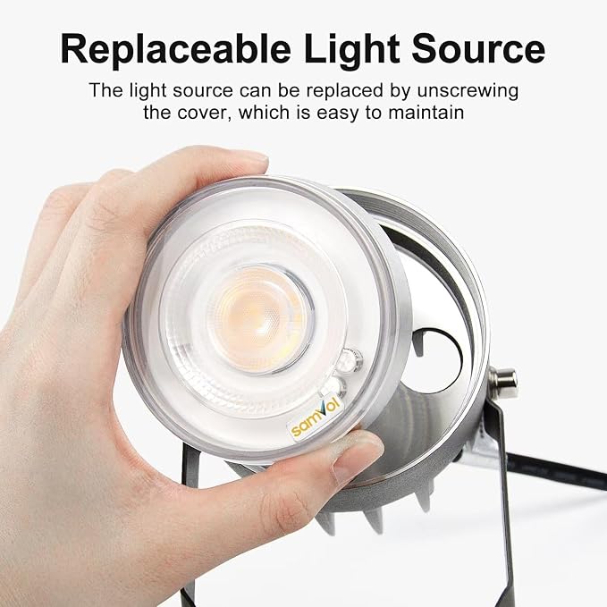 Led Landscape Outdoor Spot Light with Anti-glare Cap - Heavy Duty Waterproof IP67 120V Accent Light 270⁰ Adjustable Mount, 3000K Thickened Aluminum Spotlight for Bldg Yard Garden Tree (24 Watts)