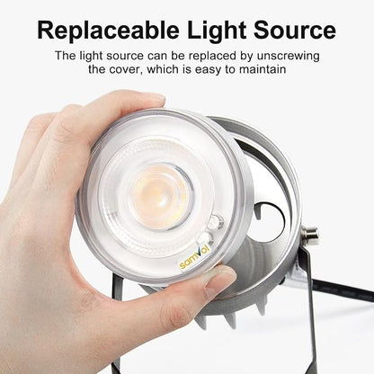Led Landscape Outdoor Spot Light with Anti-glare Cap - Heavy Duty Waterproof IP67 120V Accent Light 270⁰ Adjustable Mount, 3000K Thickened Aluminum Spotlight for Bldg Yard Garden Tree (24 Watts)