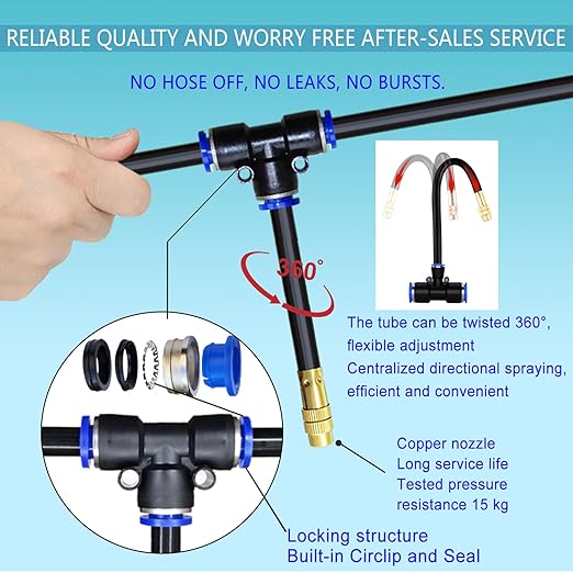 65FT 360° Adjustable Drip Irrigation System for Garden | 1/2'' Irrigation Tubing with 20 Nozzles, Automatic Watering Misting System, Drip Irrigation Kit for Greenhouse, Lawn, Plant