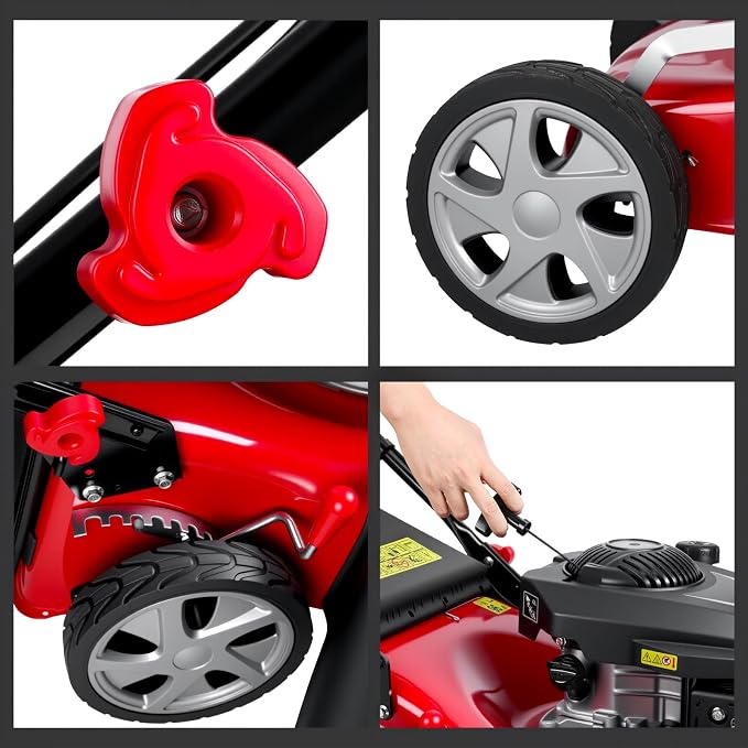 18" Self Propelled Gas Lawn Mower, 131cc DV Engine | 8 Cutting Heights | Push Walk-Behind Mower for Yard, 3-in-1 Mulching, Side Discharge & Rear Bag for Garden Landscaping