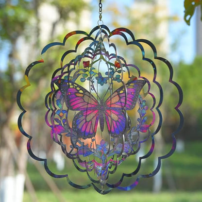 Eandisom Wind Spinners Outdoor Butterfly - Birthday Gifts for Women, for Mom, Butterflies Hanging 12 inch 3D Wind Sculptures for Garden Decor for Outside, Patio, Yard, Outdoor