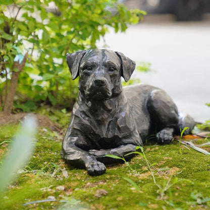Large Labrador Dog Statues Outdoor – 16.75inch Black Resin Labrador Memorial Statue 4.1lb Décor Sculpture Large lab Outdoor Figurines for Dog Lovers 16.75L*9.75W*9.5H