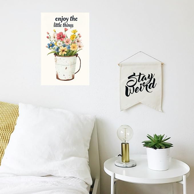 Flowers-Sign Metal-Poster Wall-Art Rustic-Décor, Enjoy the Little Things, Yard Garage Farm Outside Garden Plaque Outdoor for Home Fence 8 X 12 Inch