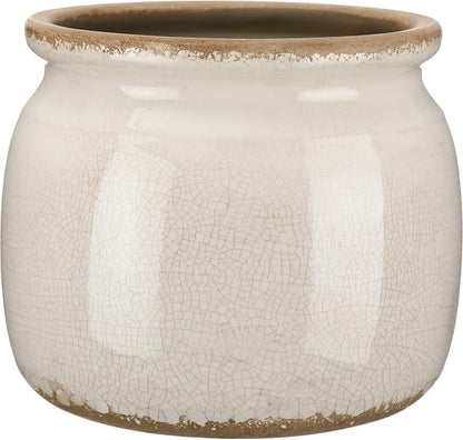 Vintage Planter Large Ceramic Plants Pot Pure Beige Vintage Crack Cottage Scroll Vase Flower Vase Pot Indoor Plants Home Decor Farmhouse Antique Decorative Gifts