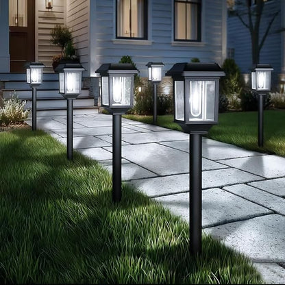 Mancra Solar Outdoor Lights Waterproof, 8 Pack Metal Glass Solar Pathway Lights Outdoor Lighting Garden Decor for Landscape Path Yard Patio Driveway (Cool White)