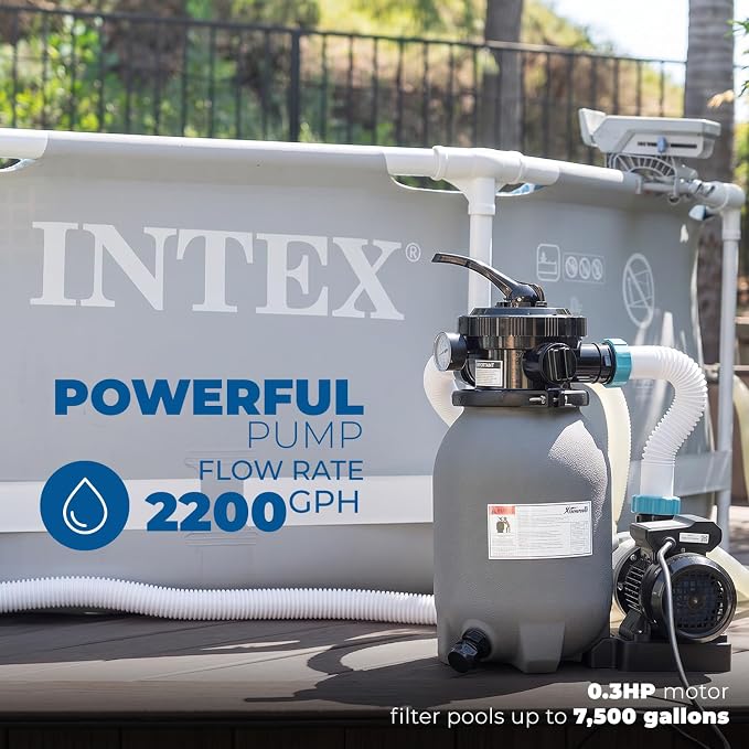 XtremepowerUS 10" Sand Filter Pump System for Above Ground Swimming Pool Multi-Port Valve Swimming Pool Filter With Timer System & Filter Ball Set