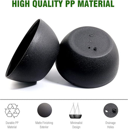 WSMKSZ 13 inch Large Hanging Planters Plant Pots for Outdoor Indoor Plants with Drainage Holes and Chain, 2 Pack Round Hanging Flower Pots for Garden Home Porch Decor, Black