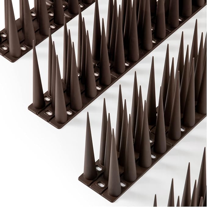 OFFO Bird Spikes Pigeon Outdoor Spikes for Cat Keep Birds Raccoon Woodpecker Away Covers 20 Feet(6.1m), Brown