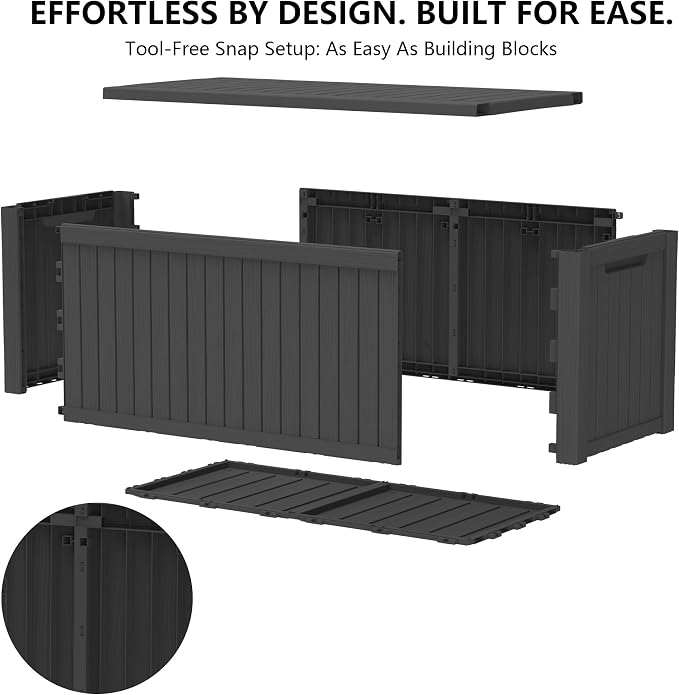 Outdoor Storage Box, 200 Gallon Waterproof Deck Box [Upgraded 3.0], Premium Hydraulic Cushion Storage Chest, High-Load Lockable Two-Seater Patio Storage Bench, Large Country Estate, Black