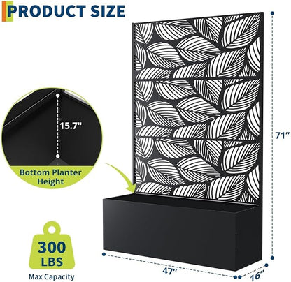 GarveeLife Metal Planter Box with Trellis, 71"x47"x16" Raised Garden Bed for Climbing Plants, Vegetables, Vines, Privacy Planters for Patio with Drainage Holes, 15.7" Deep Planting Bed