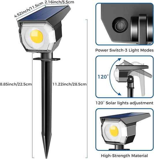 Peasur 12 Pack Solar Spot Lights Outdoor, Solar Spotlights Outdoor Waterproof 2-in-1 Auto On/Off Landscape Lighting for Outside Yard Wall Garden Pathway(Warm White)