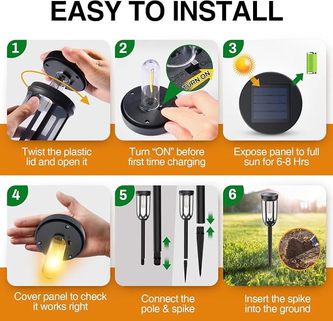 UMYBJRNDSA-Solar Lights Outdoor 8 Pack, Solar Pathway Lights, Solar Lights Outdoor Waterproof IP65, Bright Auto On/Off Garden Lights, Solar Landscape Lights for Driveway Walkway Lawn Yard (Warm White)