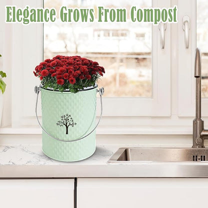 AOSION Countertop Compost Bin, Odor-Free Food Waste Container with 50 Bags | 1 Gallon Container,2 Carbon Filters,Compost Bucket, coffee grounds