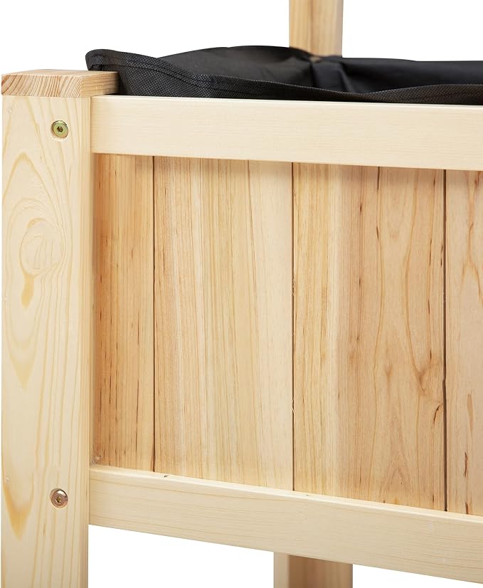Outsunny 47" Wooden Raised Garden Bed with Trellis, Coutryside Style Elevated Planter Box Stand with Open Storage Shelf, Spacious Planting Area for Vegetables, Herbs, Flowers