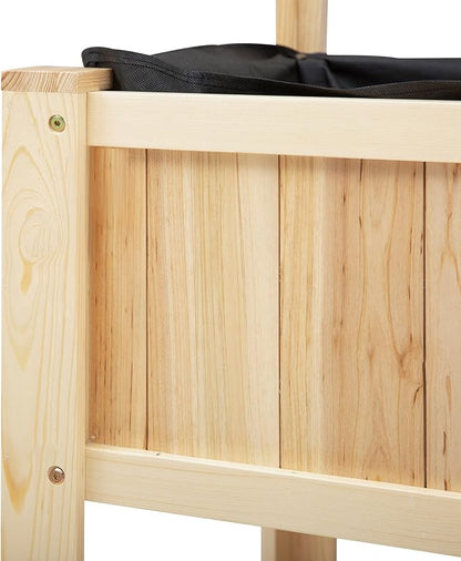 Outsunny 47" Wooden Raised Garden Bed with Trellis, Coutryside Style Elevated Planter Box Stand with Open Storage Shelf, Spacious Planting Area for Vegetables, Herbs, Flowers