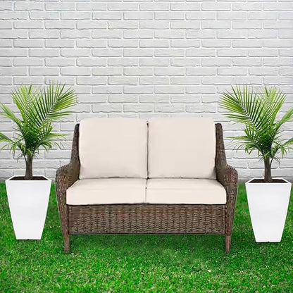 RUBBER BOND Plastic Plant Pots 2 Pack - Modern Indoor/Outdoor Planters for Home Decor - Weather-Resistant Large Flower Pots - Lightweight 22 Inches Tall Planters