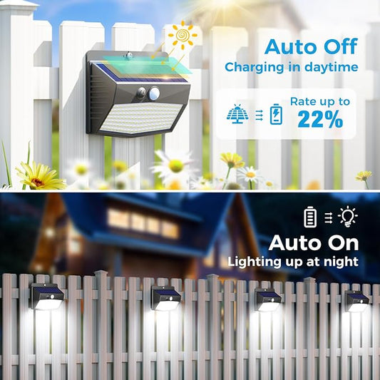 Peasur 20 Packs Solar Outdoor Lights Motion Sensor Solar Security Light Waterproof with 3 Lighting Modes Solar Powered Wall Lights Outside for Garden Fence Yard