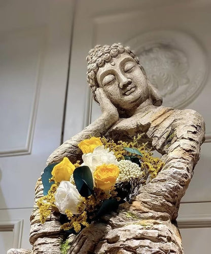 homary Outdoor Sleeping Buddha Statue Planter | Zen Garden Sculpture, Flower Pot, Magnesium Oxide, Indoor Outdoor Decoration, For Patio, Lawn, Temple, Office