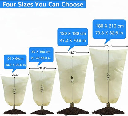 MIXC Plant Covers Freeze Protection, 23.6''×23.6'' Winter Cold Weather Frost Blankets Shrub Jacket With Drawstring No Zipper Reusable Frost Protection Cloth For Outdoor Plants Fruit Tree Potted 2 Pack