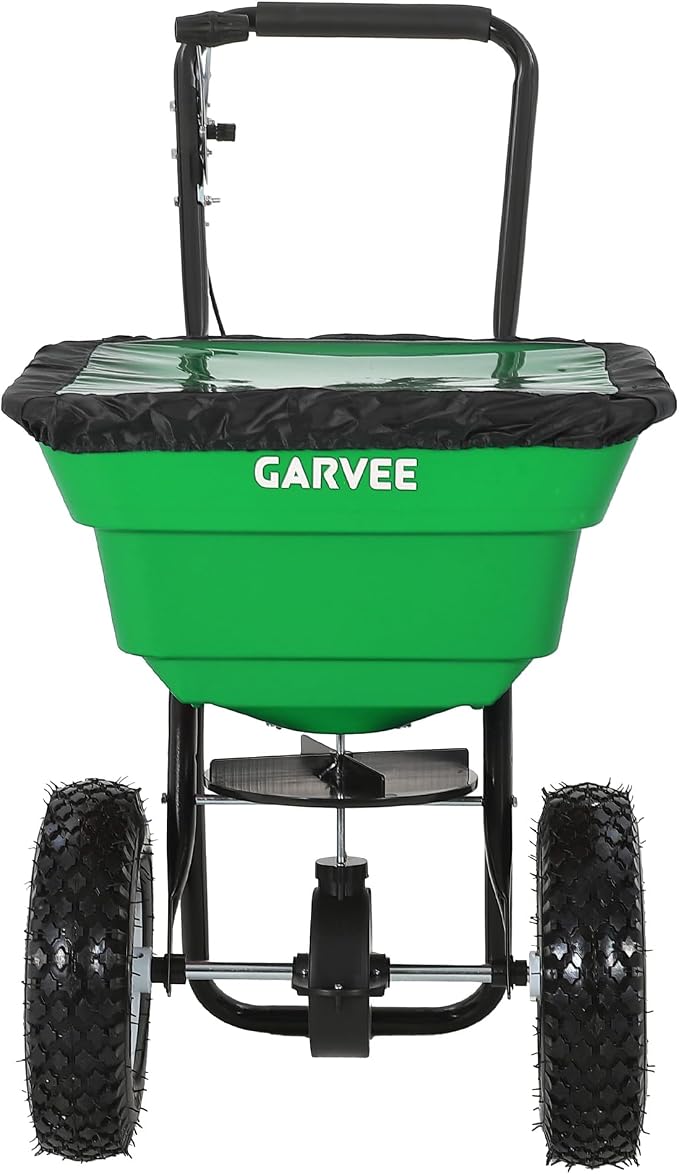 80 LBS Push Broadcast Spreader, 12FT Spreading Width, 13in All-Terrain Wheels, Adjustable Flow Control, Heavy Duty Walk Behind Lawn Spreader for Fertilizer, Grass Seed, Ice Melt, Salt
