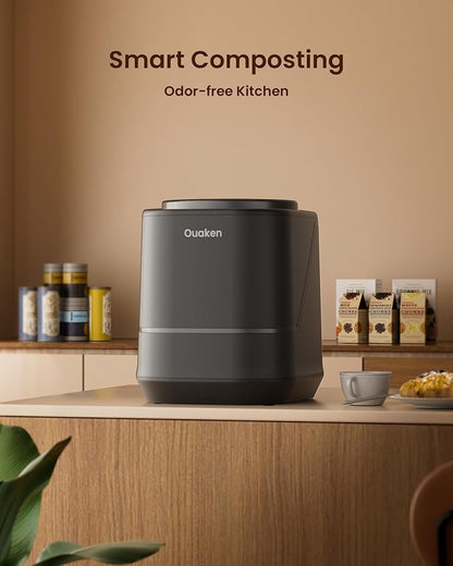 4L Electric Composter for Kitchen, Smart Countertop Compost Bin, Odorless | Low Noise | Auto-Cleaning | Turn Food Waste into Fertilizer, Indoor Food Waste Compost Machine, Black