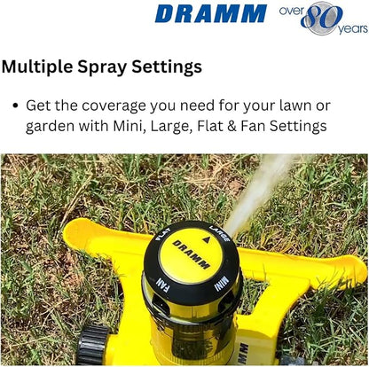 Dramm ColorStorm Gear Drive Sprinkler on Heavy Duty,Durable Metal Base, 4 Patterns, Ideal for Small, Medium & Large Areas with Pass Through Feature, Berry, 40 Foot Diameter