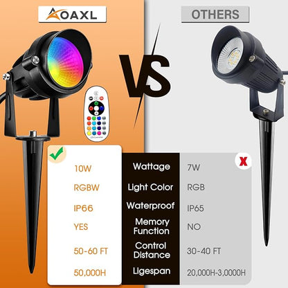 Spotlight Outdoor RGB Spot Lights 10W LED Landscape Lights Spot Lights Outdoor with 16 Color Changing for Yard Garden Decor, Landscape Lighting with Remote IP67 Waterproof (6)