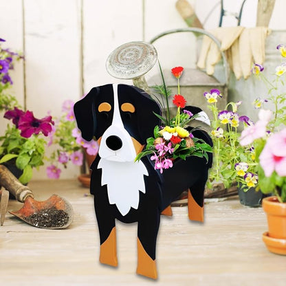 Bernese Mountain Dog Planter Pots, 9.84 x 7.3 x 17 Inches | Large Dog Flower Pot, Cute Animal Shaped Plant Pot, Gifts for Women & Pet Lovers, Indoor Outdoor Garden Home Office Decor