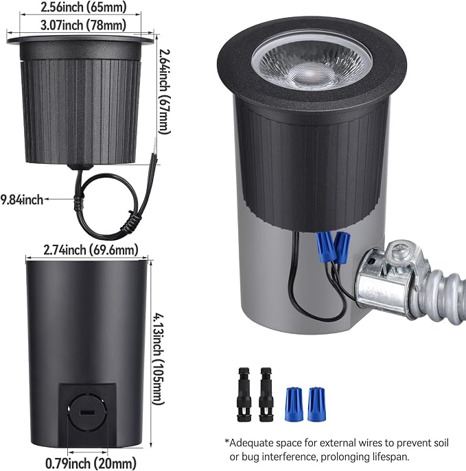 LEONLITE 12-Pack 7W 5CCT Well Lights Landscape LED In Ground, 12-24V AC/DC Low Voltage, CRI90 IP67 Inground Well Lights Outdoor, Black Aluminum Housing, Embedded Parts Included