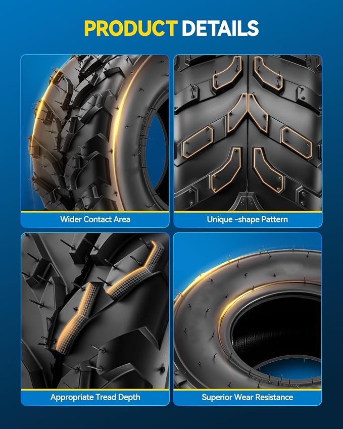 PHILTOP 16x8-7 ATV UTV Tires, 4-Ply Super Mud 16x8-7 ATV All-Terrain Tires for Riding Mowers, Golf Carts, Off-Road,2 Pcs,Tubeless (Z-113)