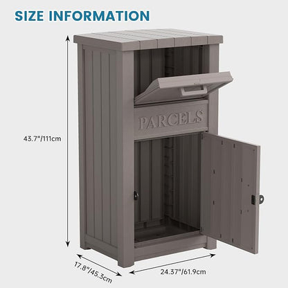Package Delivery Box for Outside, Large Lockable & Weatherproof Anti-Theft Parcel Drop Box for Porch, Curbside, House Storage, Gray(60 Gallon)