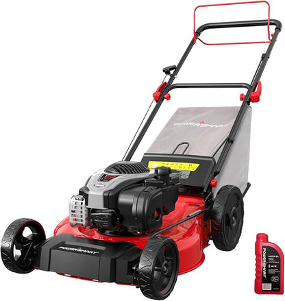 PowerSmart 21" Self-Propelled Lawn Mower with 140cc Briggs & Stratton Engine - Heavy-Duty Steel Deck, 6 Cutting Heights, 3-in-1 Mulching System